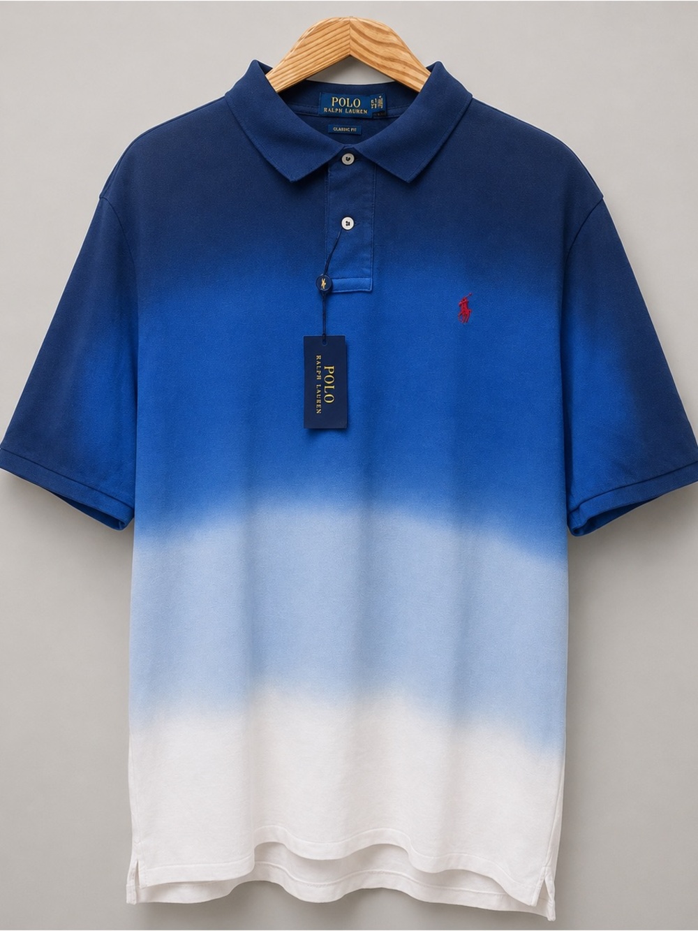 NWT Polo Ralph Lauren Classic Fit 100% Cotton Blue Ombre Polo Shirt XXL